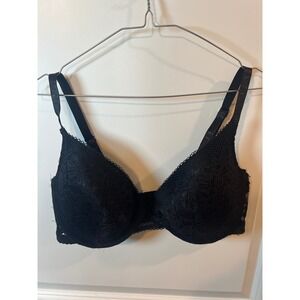XOXO Womens Bra Lace Overlay Black 38DD